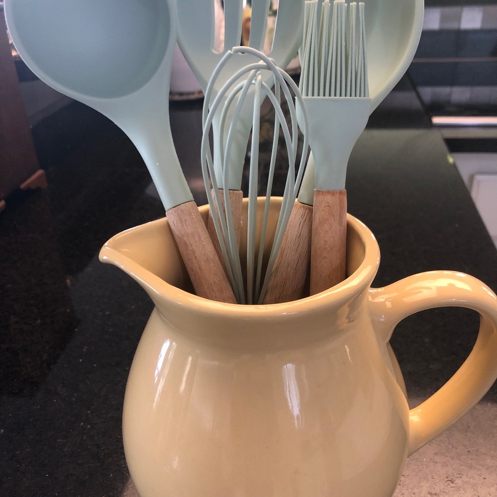 Cottage core jug with kitchen utensils